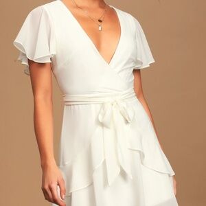 Lulus Sweet Like You White Ruffled Mini Dress - Size M